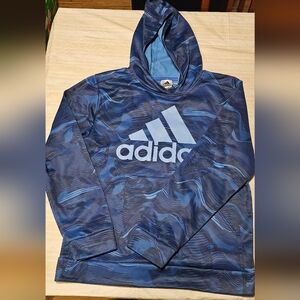 Boys Extra Large Adidas Blue Patterned Hoodie
